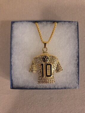 Gold Crystal Jersey Pendant Necklace - Number 10